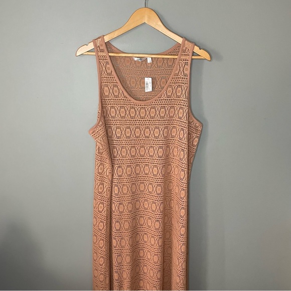 NWT La Vie en Rose Crochet Maxi Dress Beach Cover Up XL Brown - Picture 4 of 10